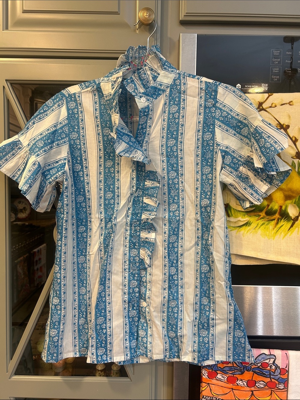 Mille Cotton Vanessa Blue Stripe Shirt Size XXS